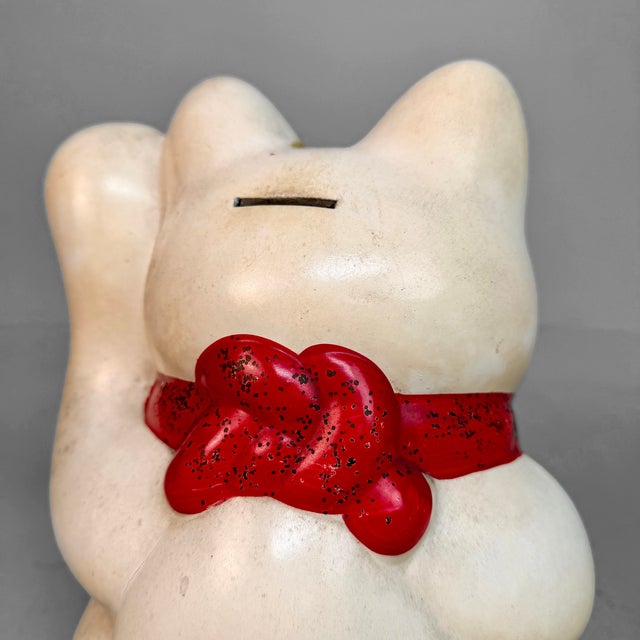 Black Japanese Maneki-Neko Lucky Cat with Koban, 1950s For Sale - Image 8 of 11