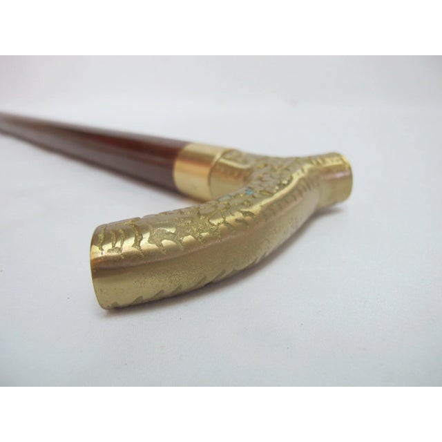 Victorian Floral Embossed Brass Walking Tippling Stick Cane W/Hidden Cork Screw For Sale In Portland, OR - Image 6 of 11