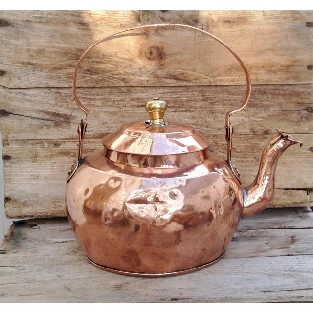Copper Large 19th C. Copper Water Kettle Pot Dovetailed For Sale - Image 8 of 8