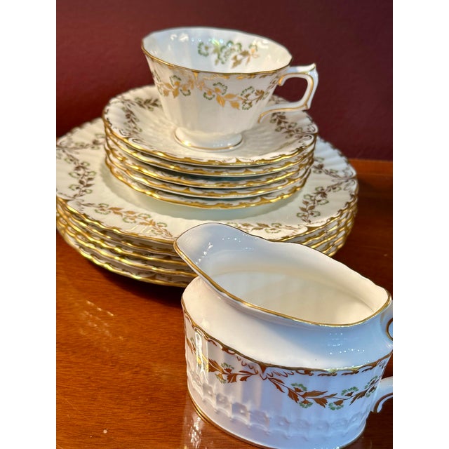 1960s 1960s Royal Crown Derby “Touraine” Bone China Tea Service for Six, 19 Pieces, England For Sale - Image 5 of 12