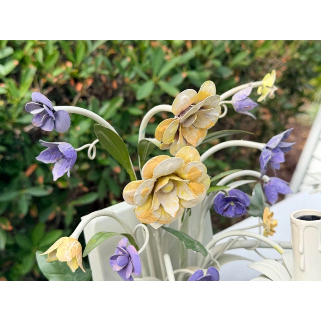 Metal Vintage 3 Light Tole Wall Sconce For Sale - Image 7 of 12