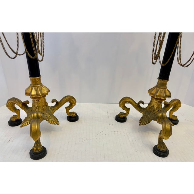 Metal Pair of 19th Century Empire Candelabras With Bird Finials For Sale - Image 7 of 12