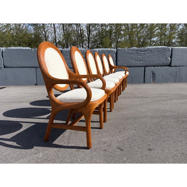 Gabriella Crespi Set of Six Off-White Pencil Reed Dining Chairs, 1980s Gabriella Crespi Style For Sale - Image 4 of 17