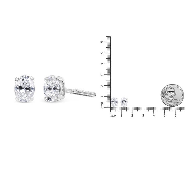 Early 21st Century 14K White Gold 1/2 Cttw Lab Grown Oval Solitaire Diamond Stud Earrings (F-G Color, VS2-SI1 Clarity) For Sale - Image 5 of 5
