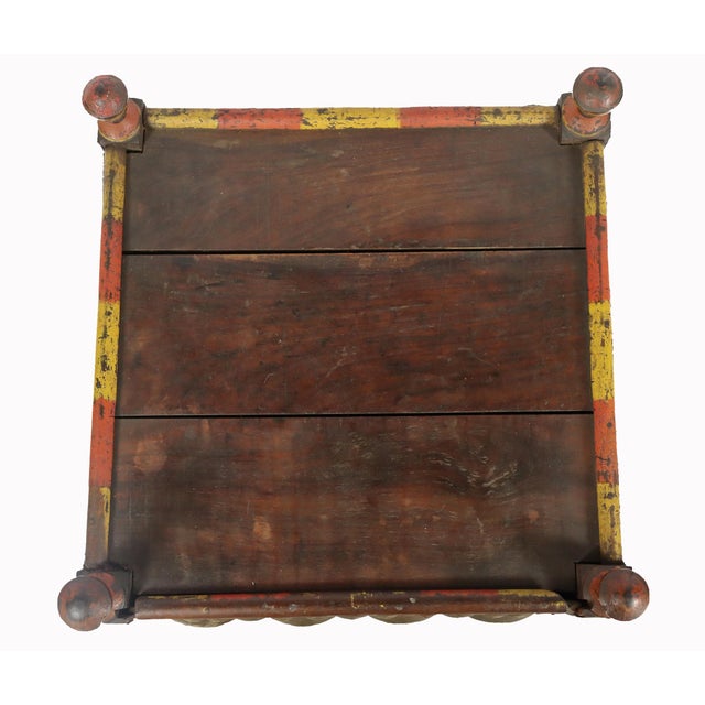 Vintage Wood Side Table with Brass Details, 1930s For Sale - Image 12 of 15