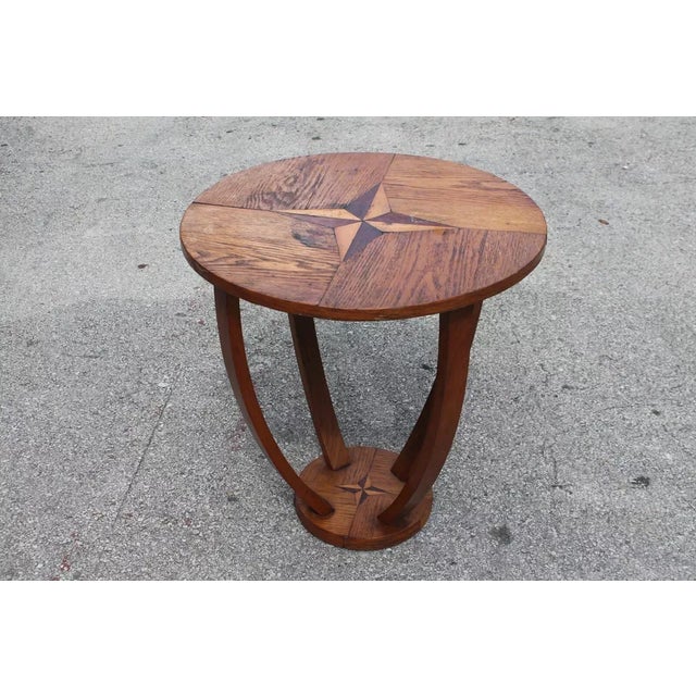 Art Deco 1930's French Art Deco Burl Walnut Accent / Side Table With Compass Inlay Detail For Sale - Image 3 of 8