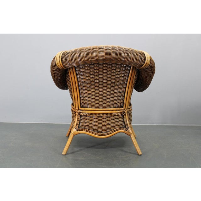 Vintage Organic Rattan Armchair and Round Coffee Table Set, 1990s, Set of 2 For Sale - Image 6 of 18