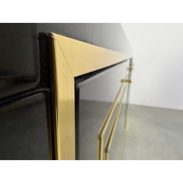 Vintage Black Lacquered and Brass Sideboard, 1980s For Sale - Image 4 of 14