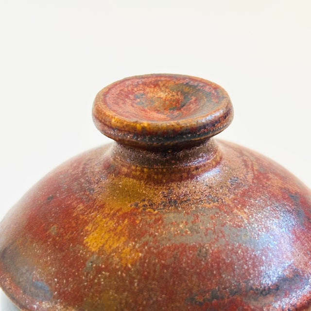 Vintage Two Toned Studio Pottery Container For Sale - Image 4 of 9