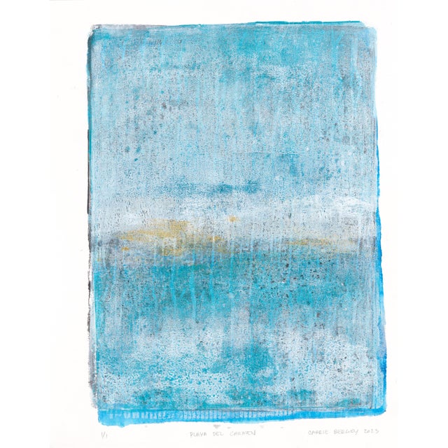 Abstract Playa Del Carmen Diptych Set (2) 36*48r Original Abstract Art on Canvas Print by Carrie Bergey - Blue Yellow White For Sale - Image 3 of 3