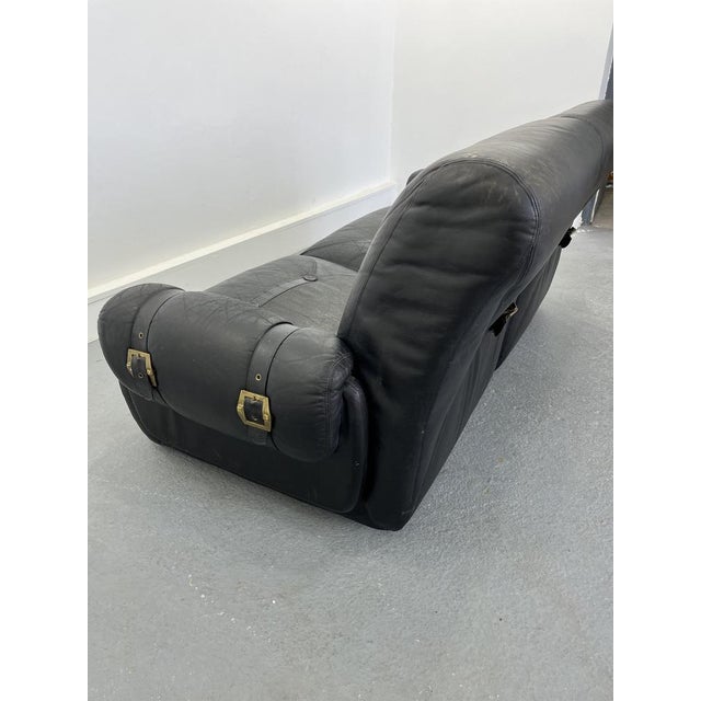 Black Modular Leather Black Sofa, 1960s For Sale - Image 8 of 14