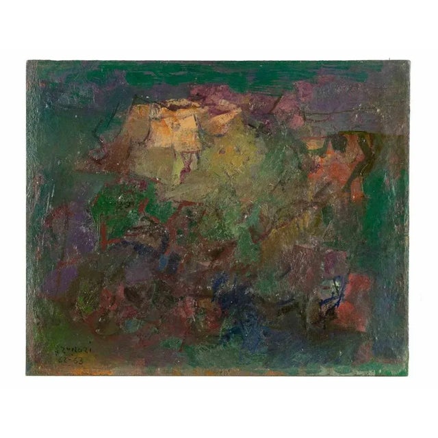 Enzo Brunori, Abstract Landscape, Oil Painting, 1960s For Sale - Image 4 of 4