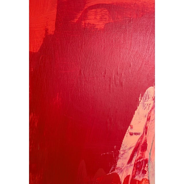 Late 20th Century Contemporary Portrait Lady in Red Acrylic on Wood For Sale - Image 12 of 12