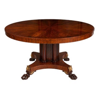 Late 19th Century English Flame Mahogany Pedestal Dining Table For Sale