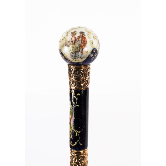 Antique French Gold Plate and Porcelain Walking Sword Stick, 1800s For Sale - Image 18 of 18