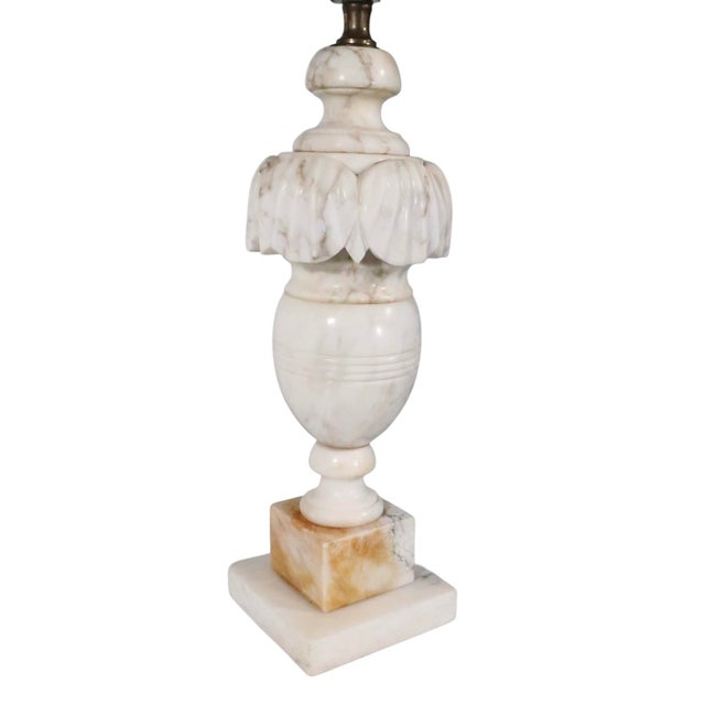 Mid 20th Century Neo Classical Carved Marble Table Lamps - a Pair For Sale - Image 15 of 18