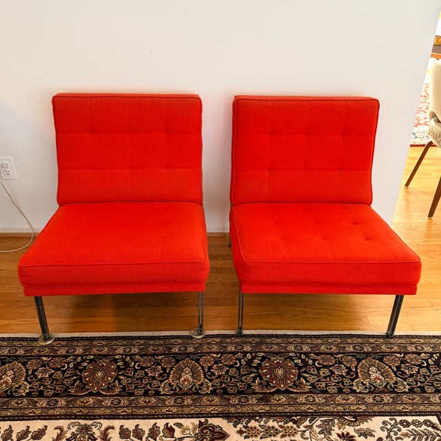 Florence Knoll Pair 1950s Florence Knoll Parallel Bar System Lounge Chairs, Model 51 For Sale - Image 4 of 8