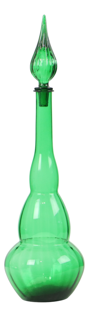 Vintage Green Glass Decanter, 1960s