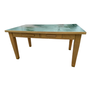 1950s Vintage Library Teachers School Blonde Oak Arts and Crafts Desk