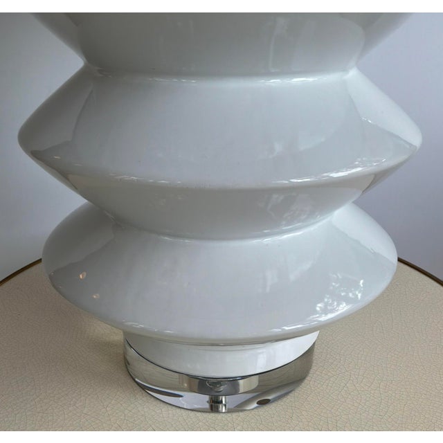 Modern Modern Large White Beehive Table Lamp For Sale - Image 3 of 5