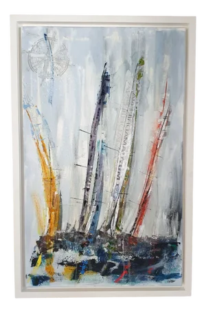 Gill Storr, Yachts, Mixed Media on Canvas, 2000