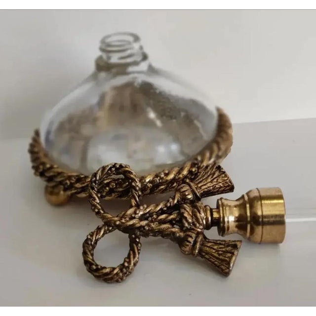 Gold Vintage Hollywood Regency Ormolu Rope Tassel Perfume Bottle For Sale - Image 8 of 12