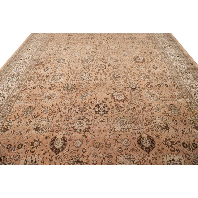Early 20th Century Antique Tabriz Wool Rug Handmade in Peach For Sale In New York - Image 6 of 7