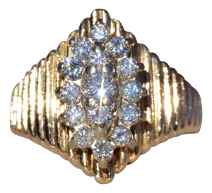 The Glammis: Ladies Vintage 14K Navette Shaped Diamond Cluster Ring