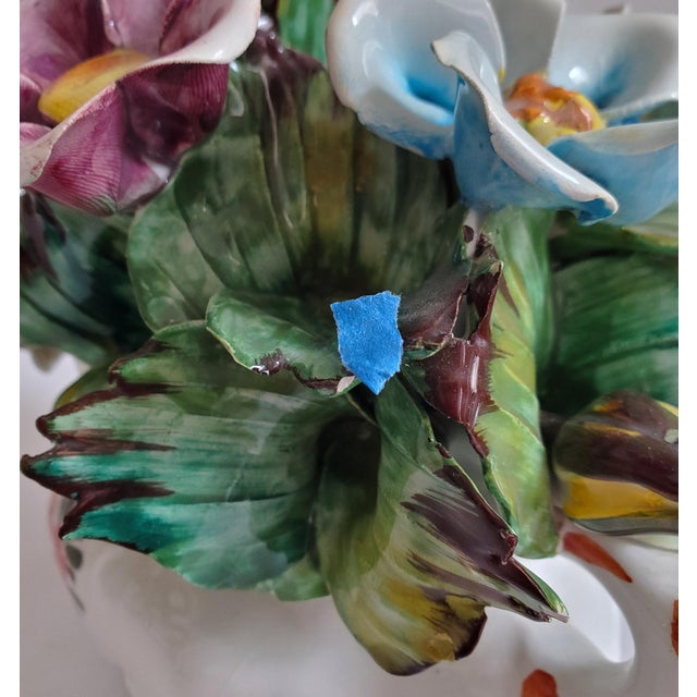 Capodimonte Style Mid- Century Floral Basket Centerpiece For Sale - Image 12 of 13