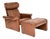 Set of Vintage Italian Leather Reclining Armchair and Ottoman, 1960s For Sale