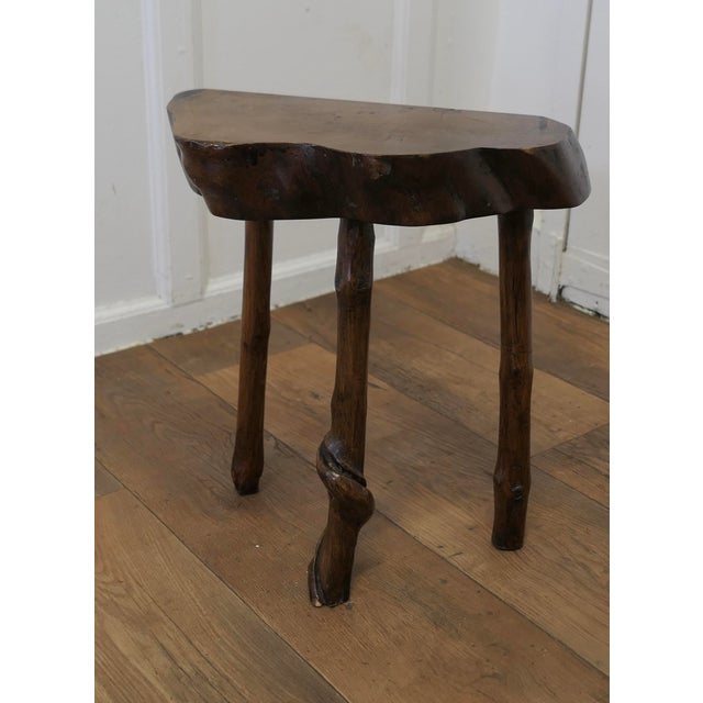 Rustic Slice of Live Edge Elm Stool For Sale - Image 6 of 7