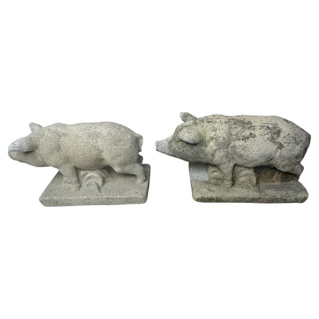 Petite Stone Pigs - A Pair For Sale - Image 16 of 18