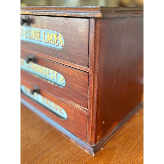 Antique Paton’s Boot & Shoe Lace Countertop Display Edwardian Era With Glass Signs For Sale - Image 15 of 18