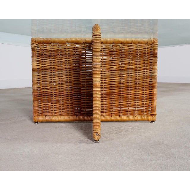 Italian Organic Modern Rattan Wicker Glass Top Cocktail Table For Sale - Image 14 of 17