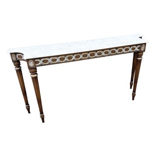 Vintage Marble Top French Provincial Console Table For Sale