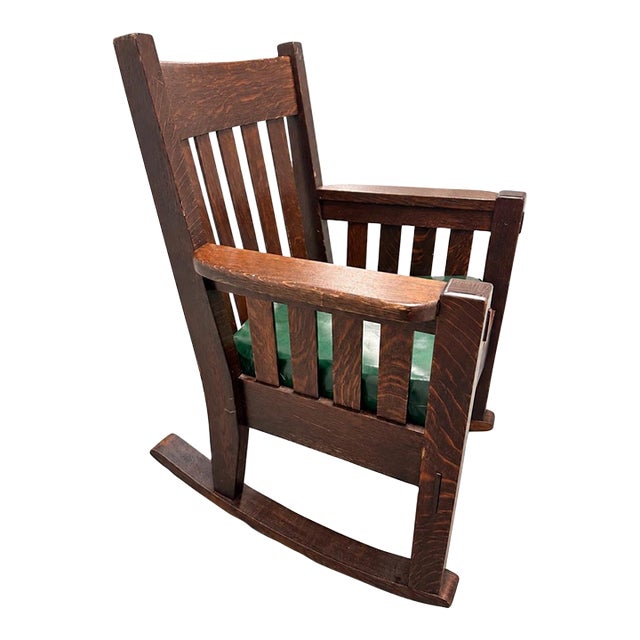 Antique Harden Line of Camden Mission Oak Rocking Chair With Original Spring Seat - Circa 1910 For Sale