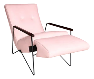 Brazilian Modern Reclining Chair in Metal, Hardwood & Leather, Ernesto Hauner, 1960s