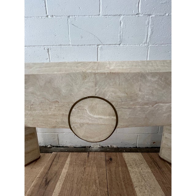 Karl Springer Maitland Smith Style Tessellated and Brass Waterfall Console Table For Sale - Image 11 of 12