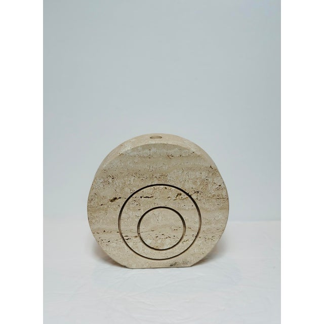 Stone 1970s F.lli Fratelli Mannelli Italian Rapolano Travertine Round Vase For Sale - Image 7 of 9