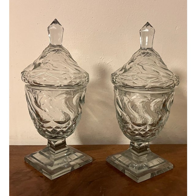18th Century Antique 18th Century George III Anglo Irish Cut Crystal Glass Chestnut Urns - a Pair For Sale - Image 5 of 12