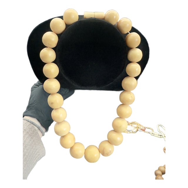 1930s Moroccan Mastic Copal Beaded Tribal Necklace For Sale