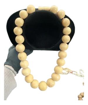 1930s Moroccan Mastic Copal Beaded Tribal Necklace