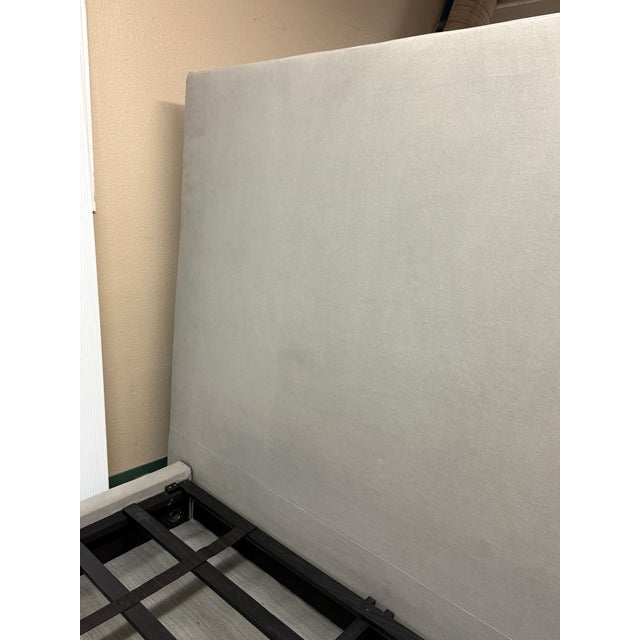 Wood California King Restoration Hardware Linen Bed Frame For Sale - Image 7 of 12