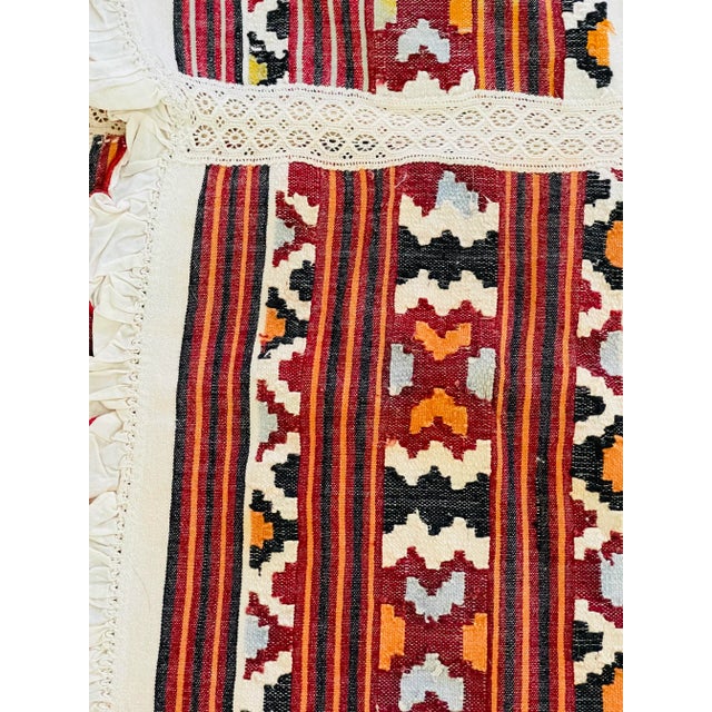 Antique White Gorgeous Antique Romanian Ethnographic Handspun Crochet Tablecloth For Sale - Image 8 of 8