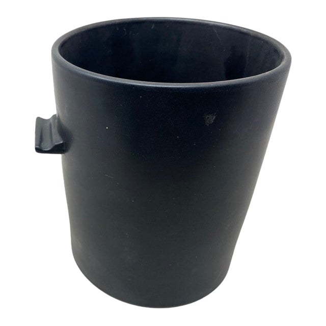 1980s Postmodern Asymmetrical Matte Black Ceramic Wine Chiller by Lushlife For Sale