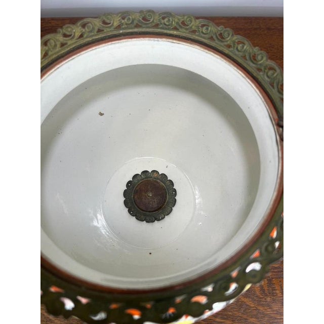 Vintage French Style Porcelain Urn with Brass Handles For Sale - Image 14 of 15