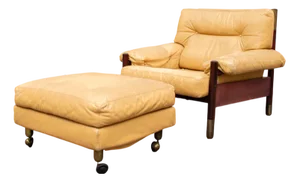 Sella Leather and Rosewood Chair with Ottoman by Carlo De Carli for Luigi Sormani, 1966, Set of 2