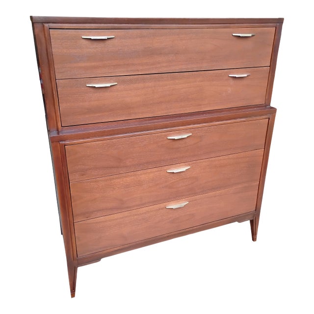 Mid 20th Century Kent Coffey Tempo Tallboy Mid Century Modern Dresser Chest of Drawers For Sale