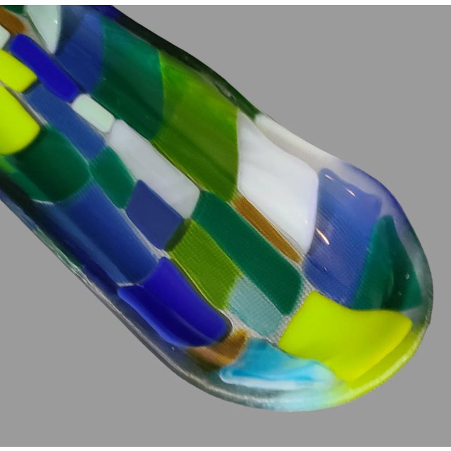 Mid-Century Modern Mid Century Modern Multi Color Fused Art Glass Bowl Tray For Sale - Image 3 of 6
