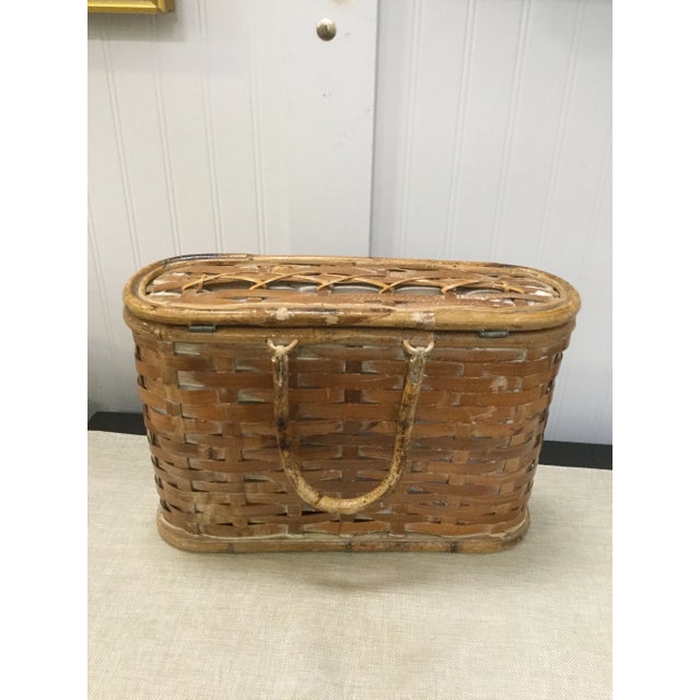 Vintage Bamboo Basket Picnic Basket This gorgeous vintage bamboo basket is great for rdays that you want to carry a glass...